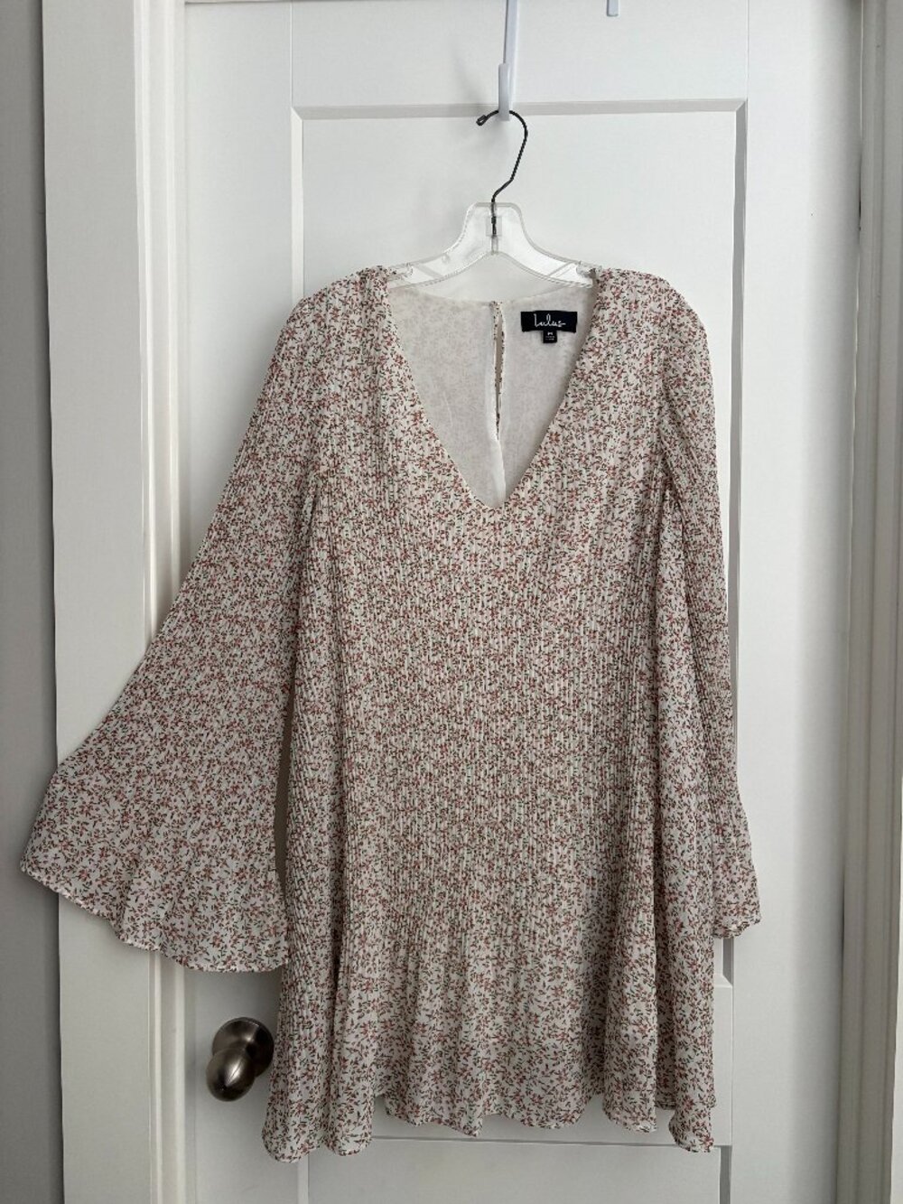 Lulus Cream Floral Bell Sleeve Dress – Medium - Pre-owned